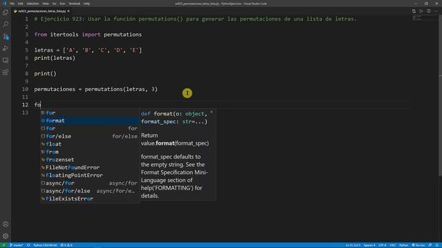 Python - Ejercicio 923: Usar Función permutations() para Generar Permutaciones de Lista de Letras смотреть онлайн