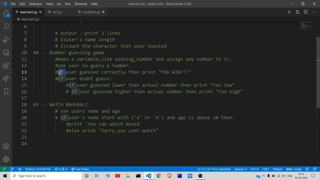 Exercise -1 | python tutorial Telugu | 8 смотреть онлайн