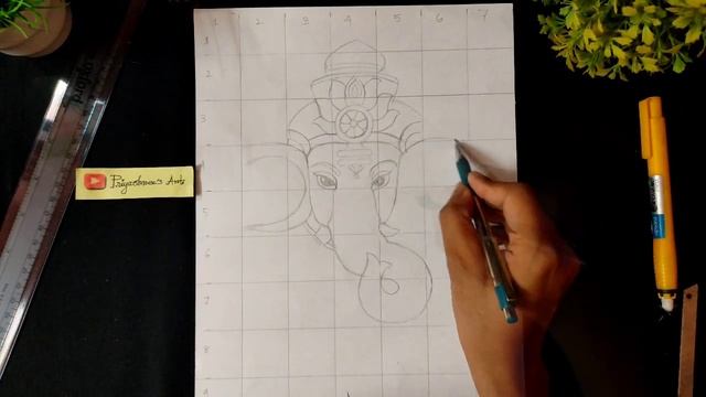 Lord Ganesh Outline Drawing | Outline drawing of Ganesh | Grid method drawing смотреть онлайн