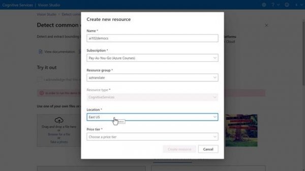 Testing Azure Cognitive Services Vision API using Vision Studio