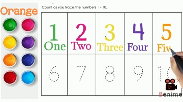 Learn 1-10 Numbers With Spelling And Color Name | Draw Numbers 1 To 10 #kidslearning #123 #english
