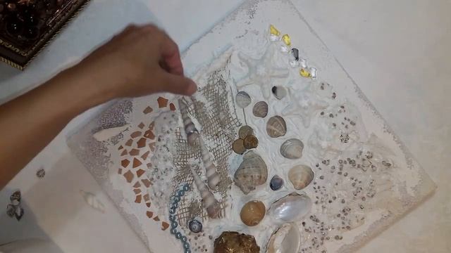 Картина-панно из ракушек.Подарок на 8 марта. Панно в морском стиле.Техника терра. смотреть онлайн