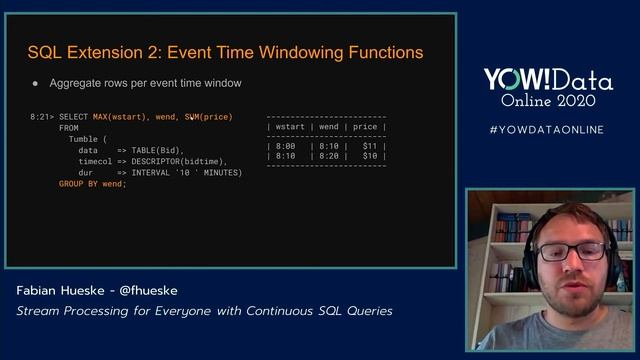 YOW! Data 2020 - Fabian Hueske - Stream Processing for Everyone with Continuous SQL Queries смотреть онлайн