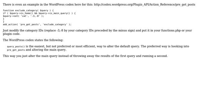 Wordpress: How to "not" display new posts with a specific category on the main page? смотреть онлайн