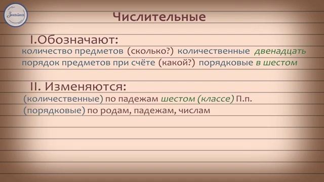 ИМЯ ЧИСЛИТЕЛЬНОК КАК ЧАСТЬ РЕЧИ смотреть онлайн