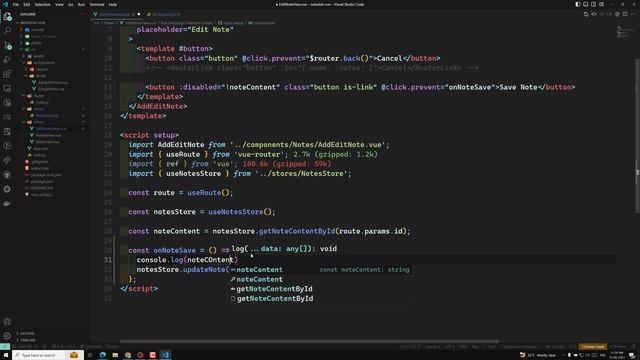 87. Update Note Content in the Pinia store using actions in Vue Composition API - Vue 3 смотреть онлайн