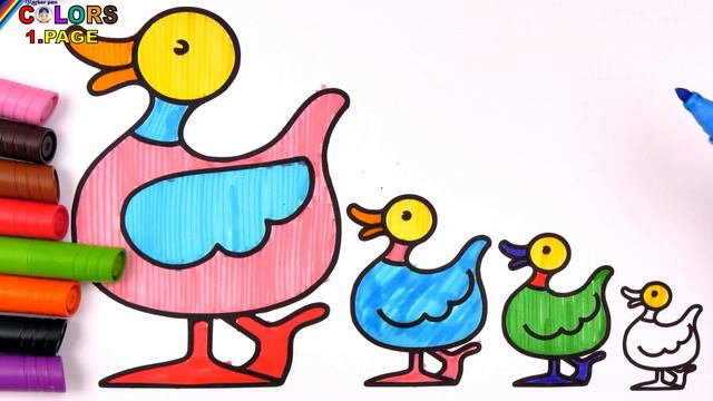 Learn How To Paint Duck Family Coloring Drawing for Kids & Toddlers / Akn Kids House смотреть онлайн