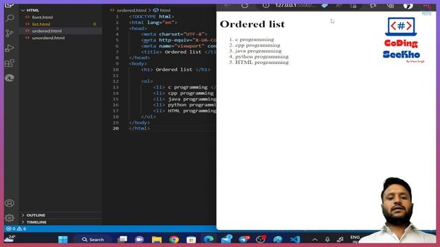 25. Ol tag in html By Rameshkumar Yadav | What is ordered list? How to use ordered list? смотреть онлайн
