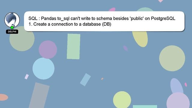 SQL : Pandas to_sql can't write to schema besides 'public' on PostgreSQL смотреть онлайн