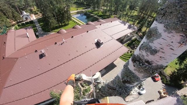 Спил березы и сосны на одном участке при помощи арбориста и инструмента Stihl. Часть 1. Береза. смотреть онлайн