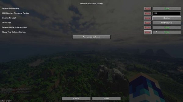 Minecraft Distant Horizons IRIS shaders Mod on GTX 1650