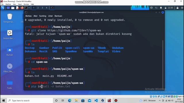 CARA SPAM WA DI KALI LINUX | Barril Dev смотреть онлайн