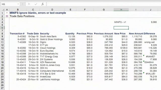 Smallest value in an Excel range - ignoring blank, text or error cells смотреть онлайн