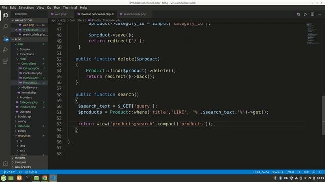 Laravel search function, Search data in database using Model смотреть онлайн