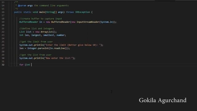 Java Program | Find Largest & Smallest number in a List | Gokila Agurchand смотреть онлайн