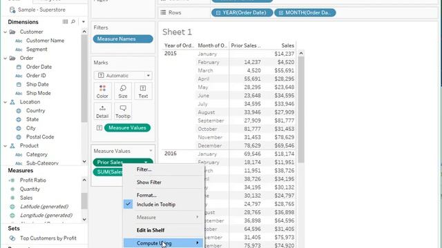 How to compare prior year data by month in Tableau смотреть онлайн