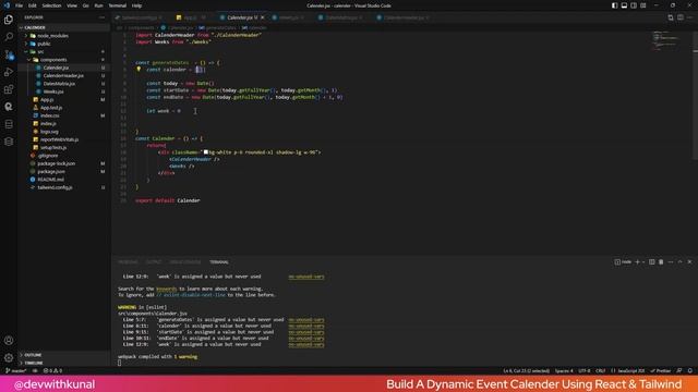 How To Build A Dynamic Event Calender Using ReactJS & TailwindCss | React Hindi Tutorial смотреть онлайн