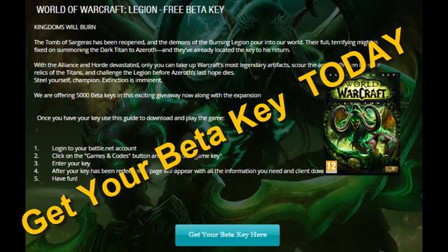 WORLD OF WARCRAFT LEGION BETA FREE CD KEY смотреть онлайн
