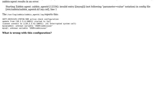 DevOps & SysAdmins: Zabbix: MySQL service monitor - invalid entry when restarting zabbix-agent смотреть онлайн