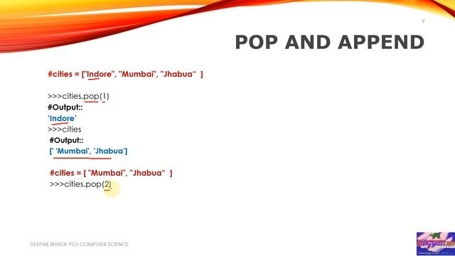 How to use append and pop method in Python List ? смотреть онлайн