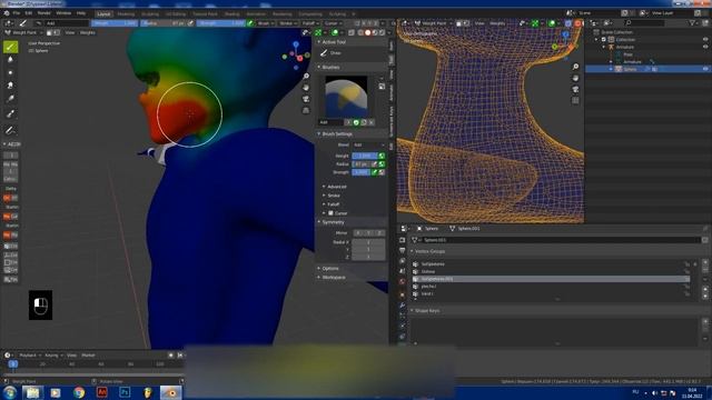 Курс.Создаем\Моделируем персонажа для игр\мультфильмов-Урок 14-Развесовка костейСкиннинг(Blender2.8 смотреть онлайн