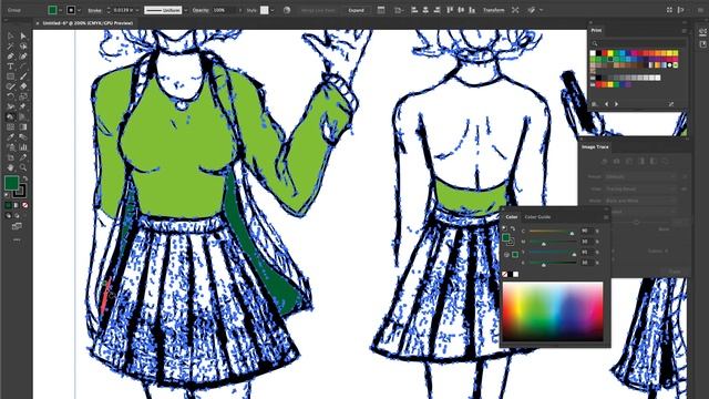 Image trace sketch, live paint смотреть онлайн