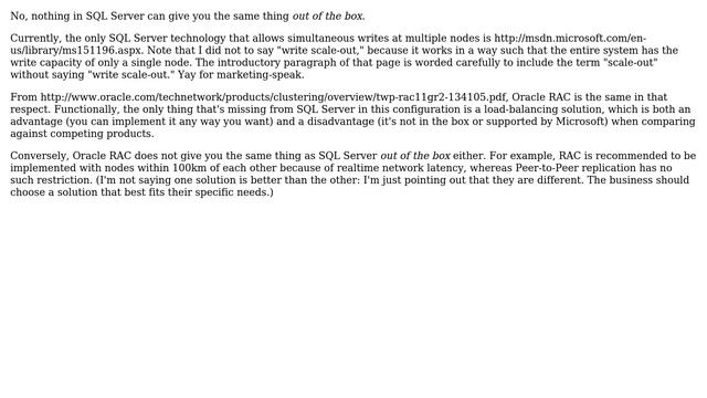 Databases: SQL Server equivalent to functionality of Oracle RAC? (4 Solutions!!) смотреть онлайн