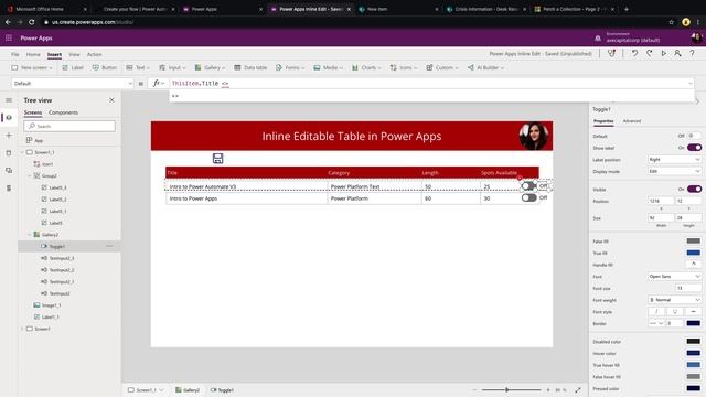 Power Apps Editable Table смотреть онлайн
