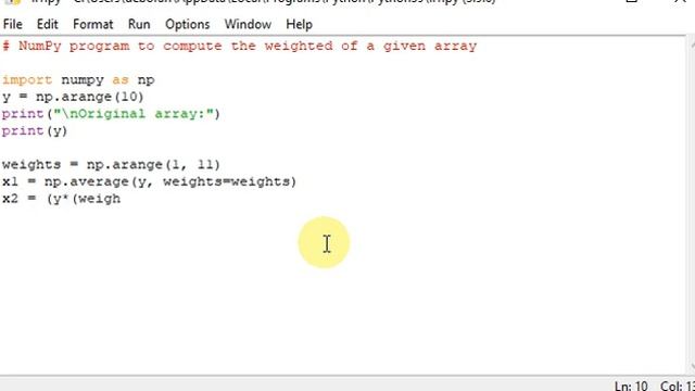 NumPy program to compute the weighted of a given array смотреть онлайн