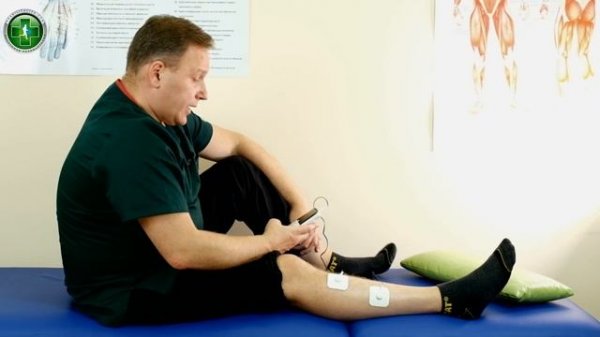 Миостимуляция мышц передней поверхности голени. Правильное расположение электродов. Отвисшая стопа.