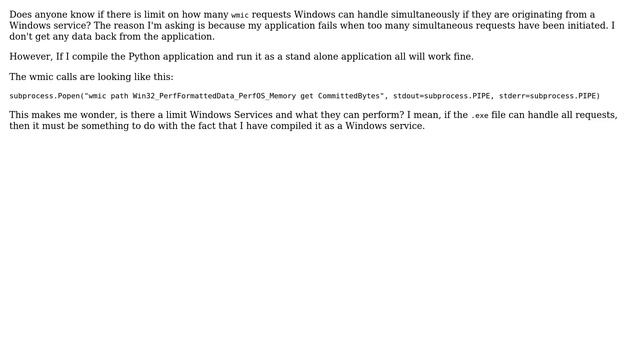 Limit on WMIC requests from a Windows Service смотреть онлайн