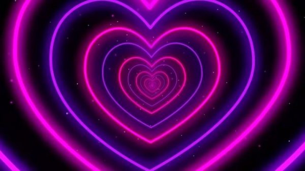 Neon Lights Love Heart Tunnel Particles Background 10 hours | HD Vj loop Disco Pink and Purple