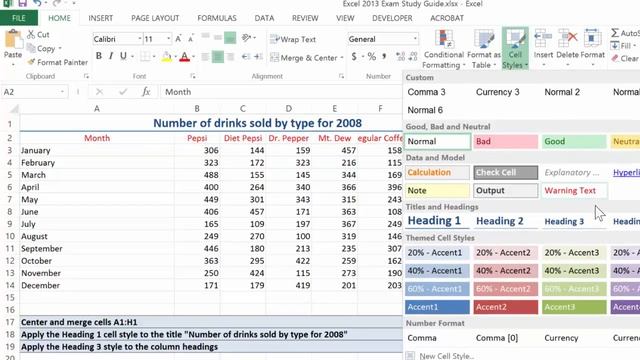 Excel 2013 Merge and Center Cells and Appy Heading Styles смотреть онлайн