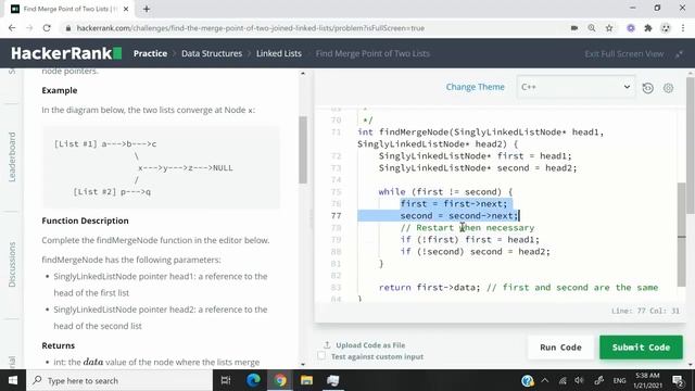 Find Merge Point of Two Lists - HackerRank Data Structures Solutions in C/C++ смотреть онлайн