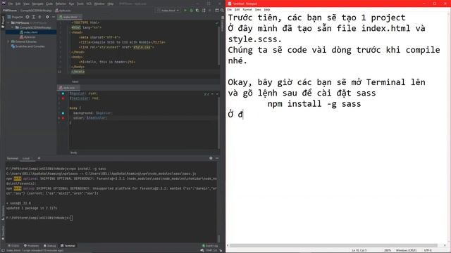 Hướng Dẫn Biên Dịch .SCSS Thành .CSS Với Node.js | PHPStorm Tutorial смотреть онлайн