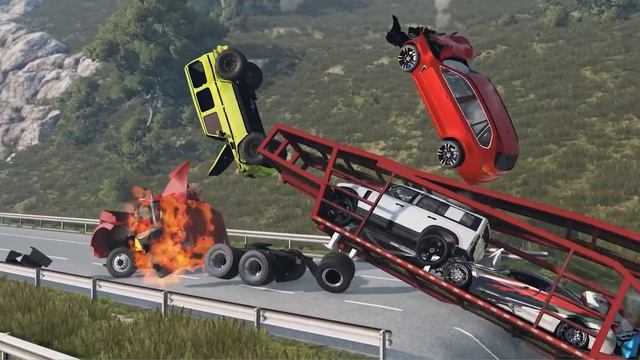 Trucks vs Giant Pit ▶️ BeamNG Drive смотреть онлайн