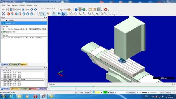 MasterCAM toolpath simulation at CNC mill