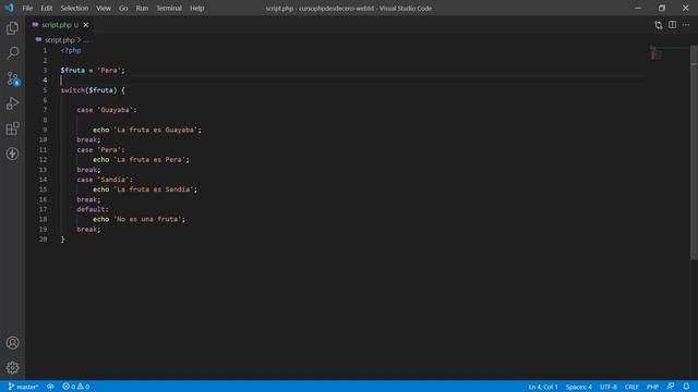 Switch case en PHP смотреть онлайн