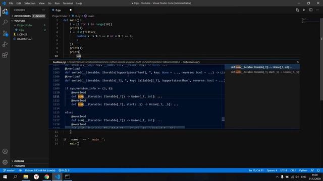 Проект Эйлер - Проблема Первая - Python и математика смотреть онлайн