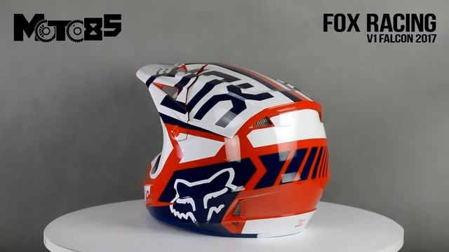 Fox Racing V1 Falcon 2017 шлем кроссовый, красно бело синий смотреть онлайн