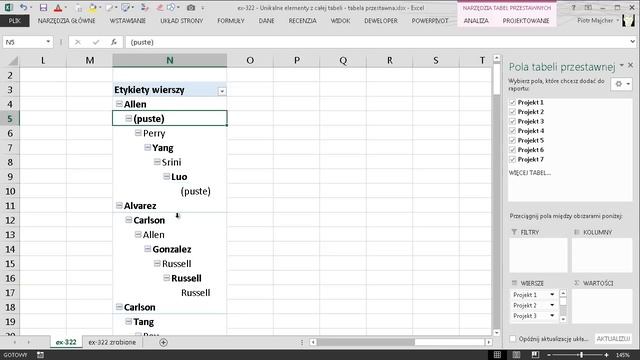 excel-322 - Unikalne elementy z całej tabeli - tabela przestawna смотреть онлайн