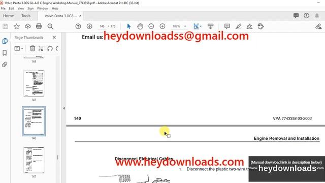 Volvo Penta 3.0GS-A-B-C 3.0GL-A-B-C Engine Workshop Manual 7743358 - PDF DOWNLOAD