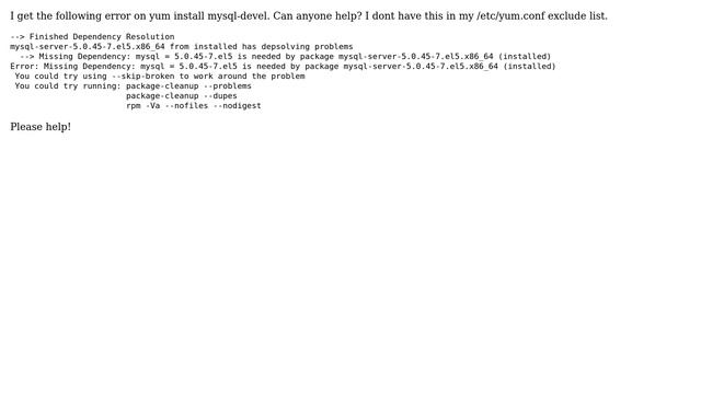 DevOps & SysAdmins: Yum install error (mysql-devel) depsolve смотреть онлайн