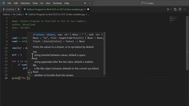 Python Program to find GCD or HCF of two numbers. смотреть онлайн