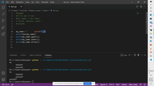 Upper lower strip split in python(شرح بايثون بالعربي لطلبة الجامعات) смотреть онлайн