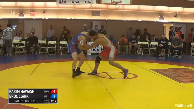 75 1/4 Final - Karim Hawash (NYAC) vs. Broc Clark (Marines) смотреть онлайн