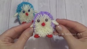 Простая идея создания помпона пингвина пальцами - Как сделать пингвина из пряжи - Сделай сам Помпон
