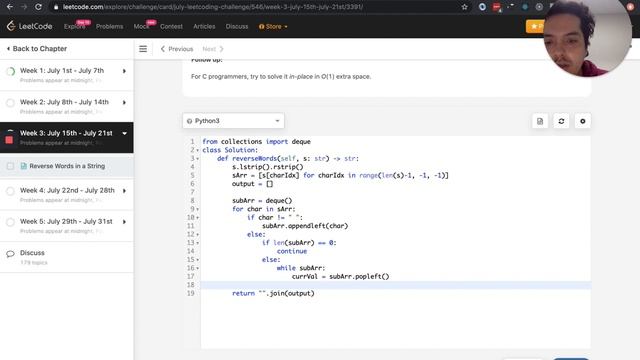 Reverse the words in a string Leetcode and Python смотреть онлайн