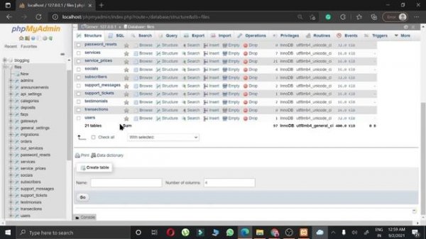 how to delete database table in phpmyadmin xampp