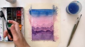 Рисуем пейзаж акварелью. Как нарисовать пейзаж акварелью легко.  Урок рисования. Drawing landscape.